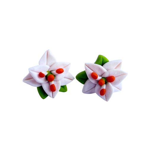 White Lily Studs Earings