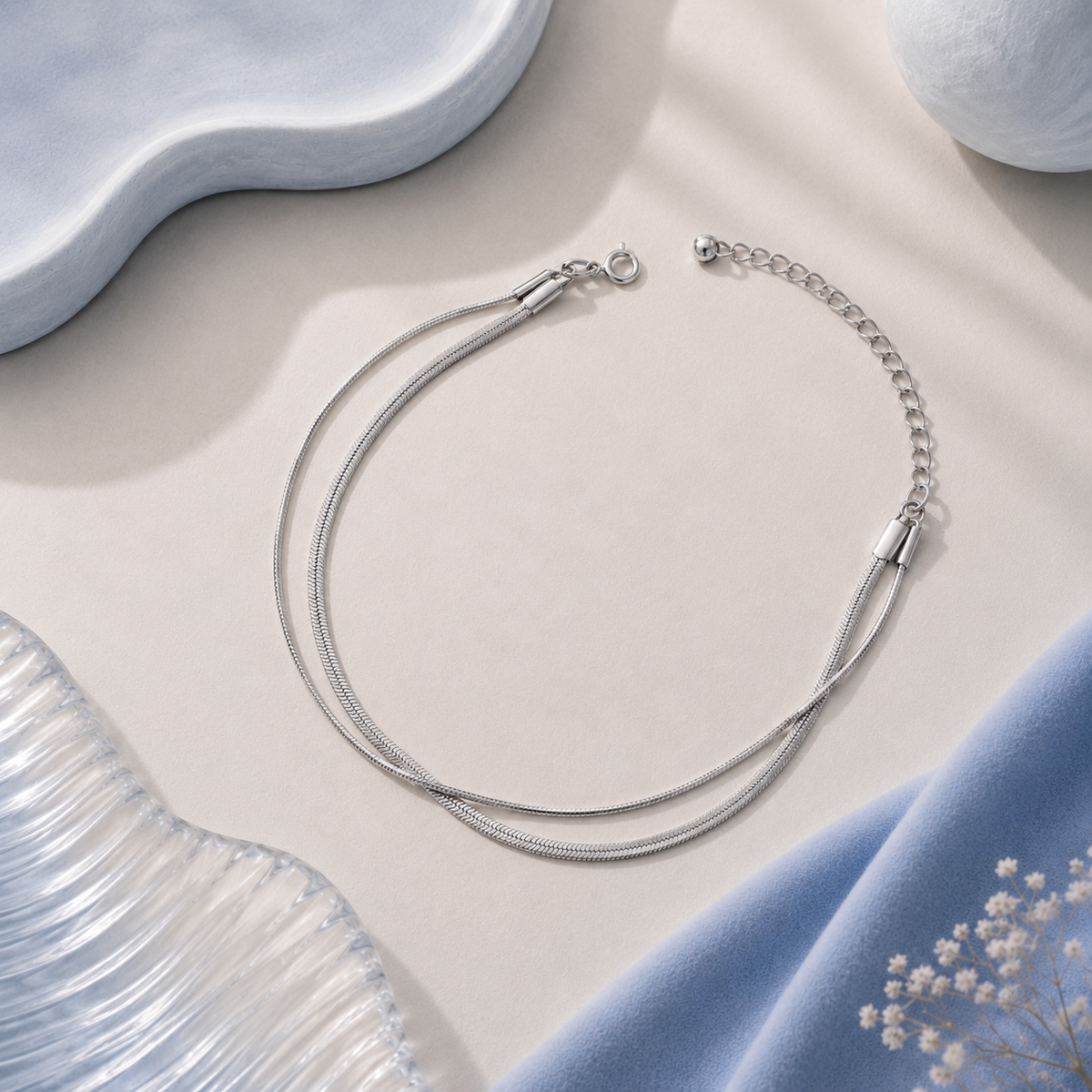 Double Layer Herringbone Chain Bracelet