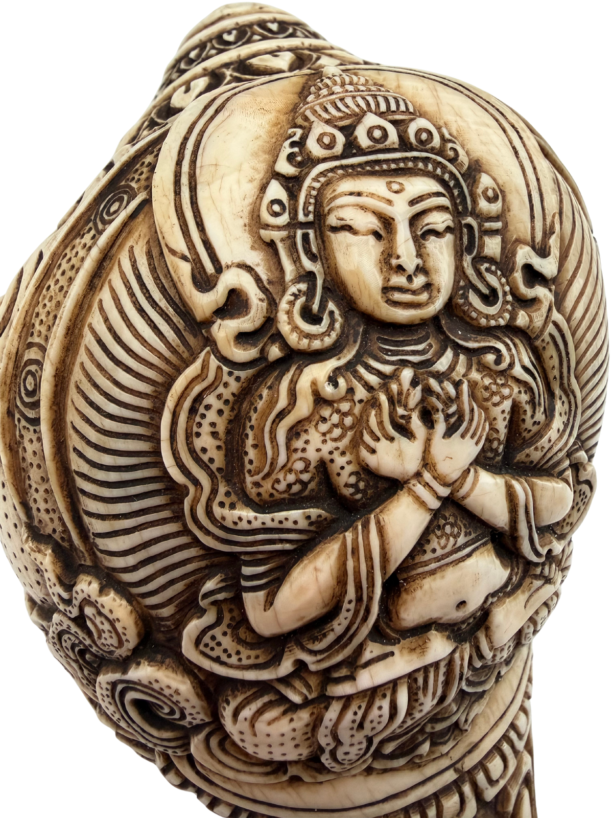 Natural Hand-Carved Shakyamuni Buddha Conch Shell