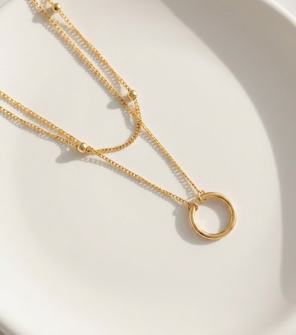 Minimalist Double Layer Circle Necklace