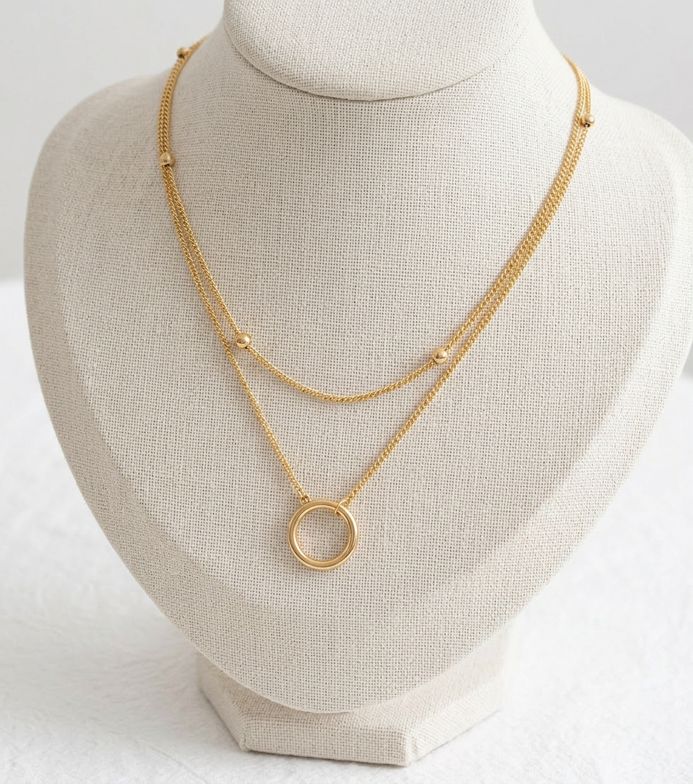 Minimalist Double Layer Circle Necklace