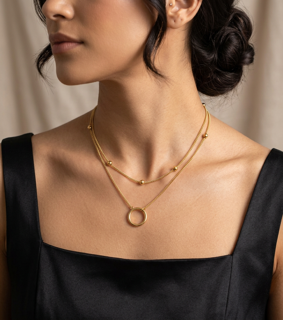 Minimalist Double Layer Circle Necklace