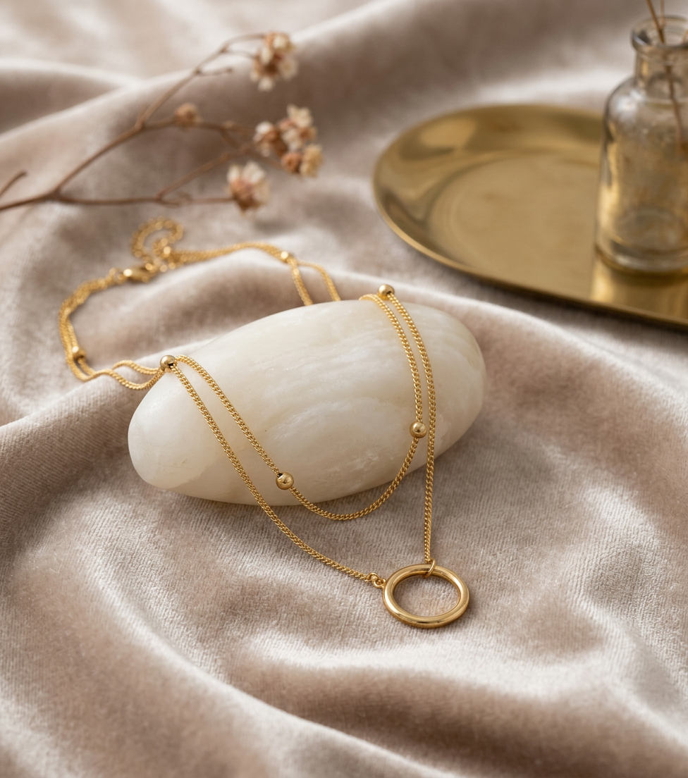 Minimalist Double Layer Circle Necklace